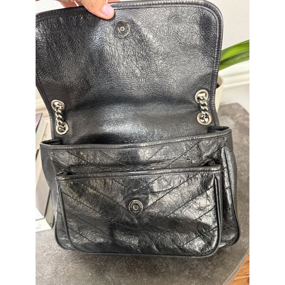 Saint Laurent Black Crinkled Calfskin Matelasse Monogram Medium Niki Bag - Picture 10 of 14